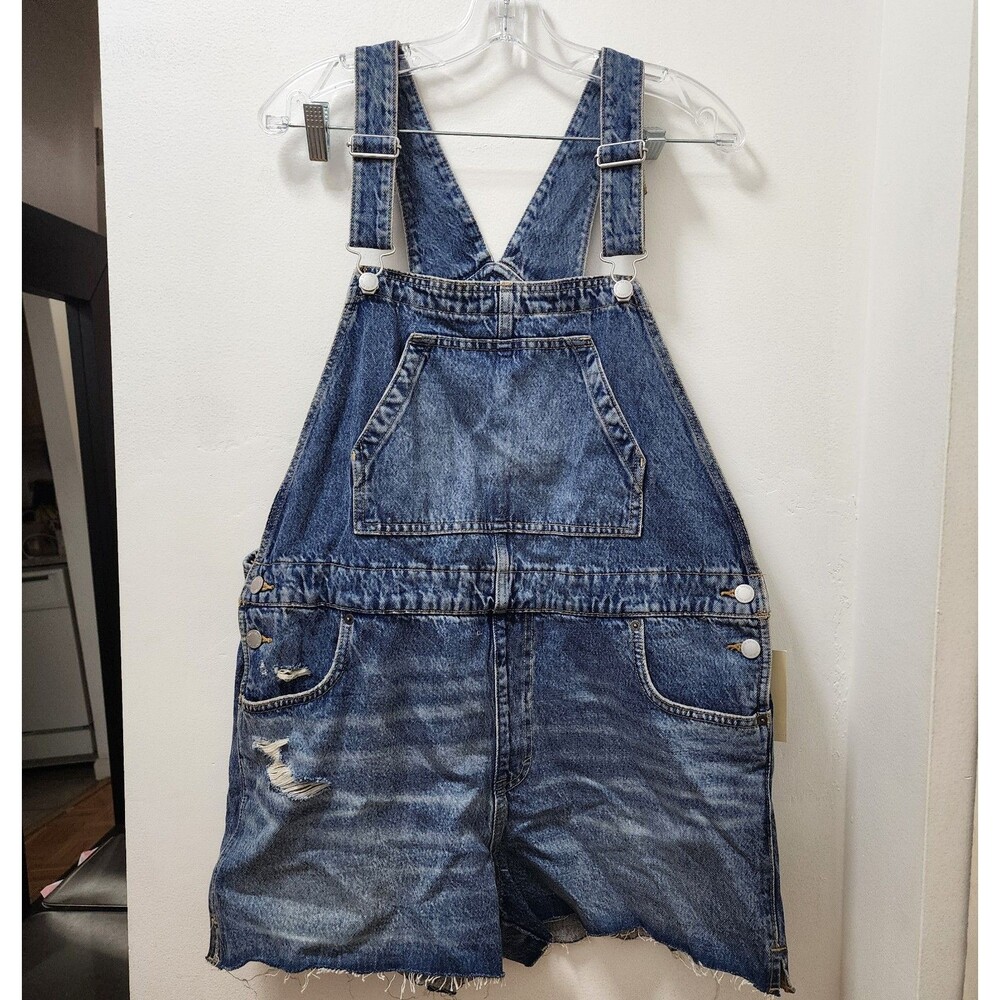 Universal Thread denim shorts overall size 14 NWT distressed romper medium wash
